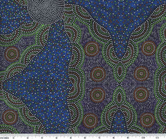 Aboriginals Kangaroo Grass And Bush Waterhole Blue