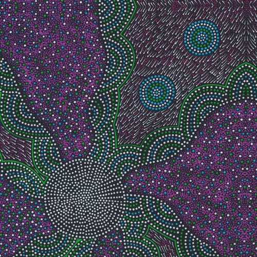 Aboriginals Kangaroo Grass And Bush Waterhole Purple