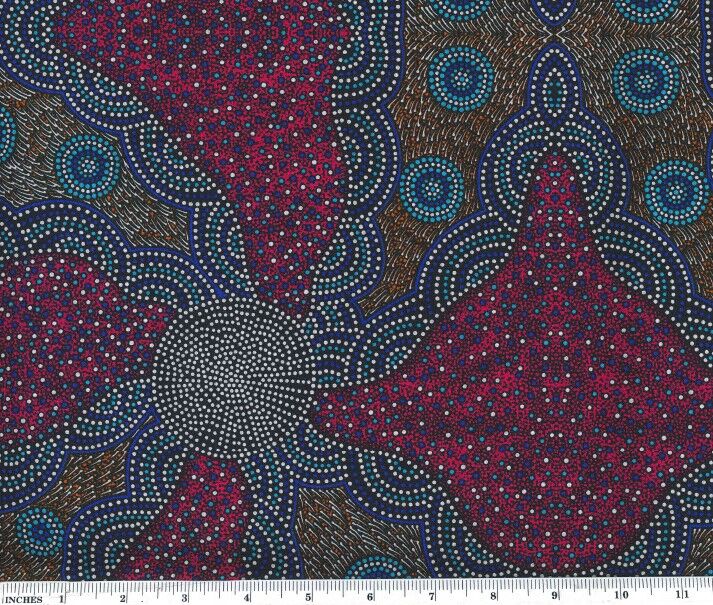 Aboriginals Kangaroo Grass And Bush Waterhole Red (Bolt 1)