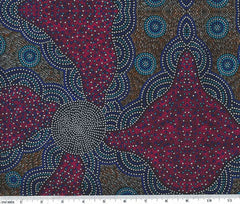 Aboriginals Kangaroo Grass And Bush Waterhole Red (Bolt 1)