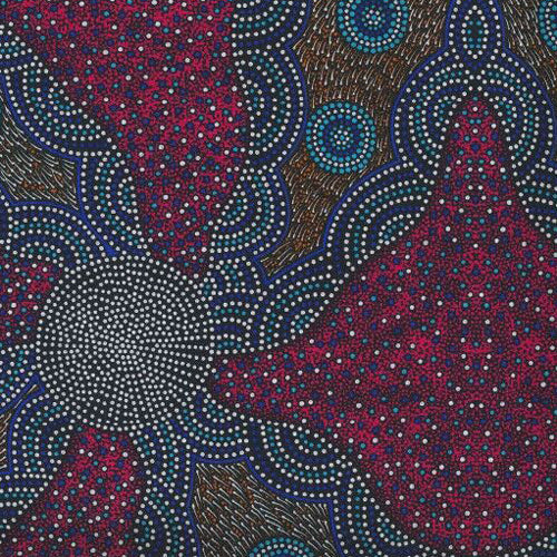 Aboriginals Kangaroo Grass And Bush Waterhole Red (Bolt 1)