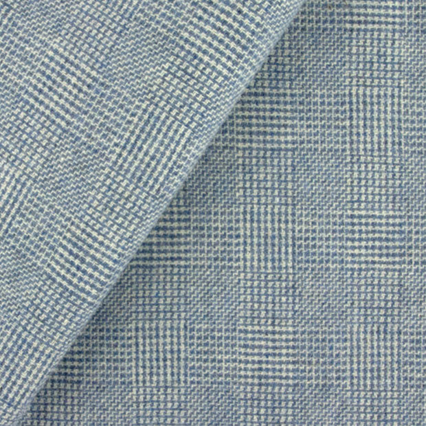 9920 - Blue & Cream Textured Glen Plaid Wool