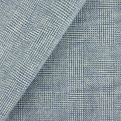 9920 - Blue & Cream Textured Glen Plaid Wool