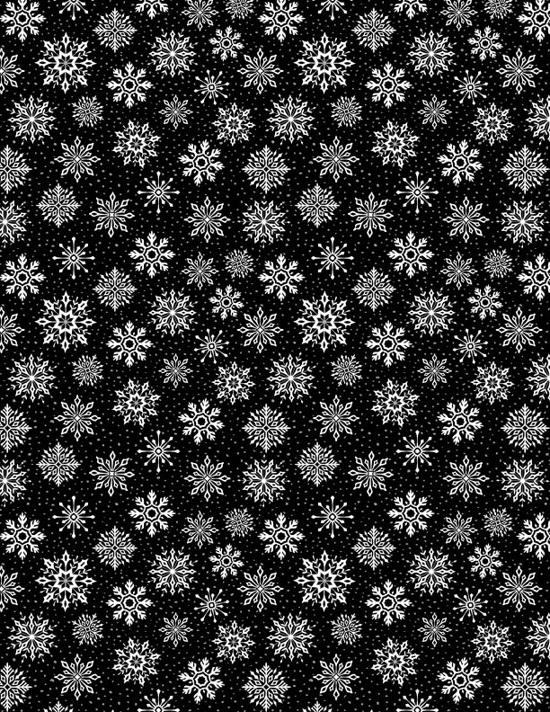 Snowy Tidings Snowflakes Black