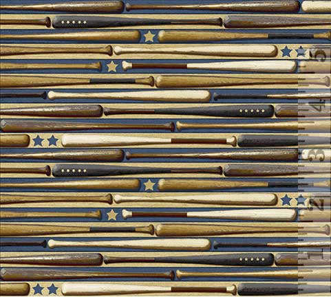Baseball bats on blue fabric