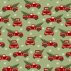 Red Truck Holiday Flannel Green 10312F42