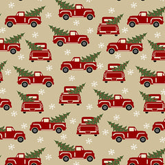 Red Truck Holiday Flannel Beige 10312F76