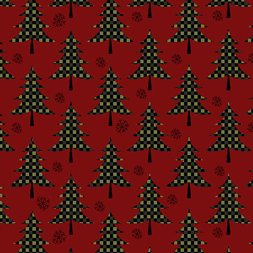 Plaid Trees Flannel Berry 10314F20
