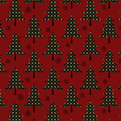 Plaid Trees Flannel Berry 10314F20