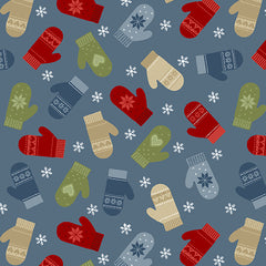 Merry Mittens Flannel Blue 10319F52