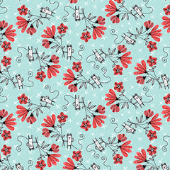 Elephant Joy Fun with Flowers Teal 10415-84