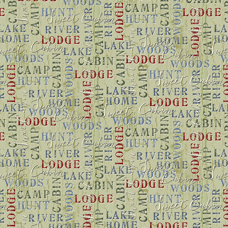 Twilight Lake Word Print Lt Green Fabric (1687-66)