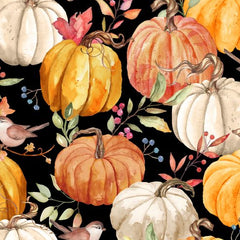 Autumn Day Pumpkins Black 33864-987
