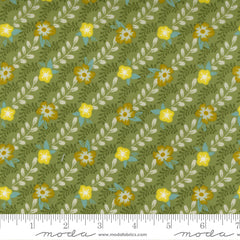 A diagonal floral print on spring green