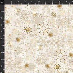 Christmas is Near Snowflakes and Stars Ivory