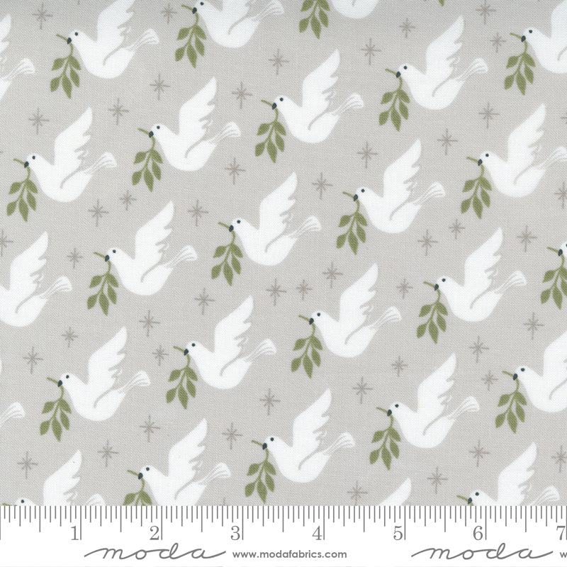 A print fabric with doves on grey