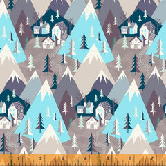 Winter Towne Mountain Scape Blue 52633-7