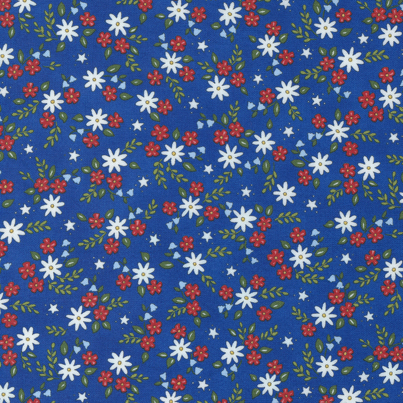 All American Patriotic Floral Bunting Blue 56024 12