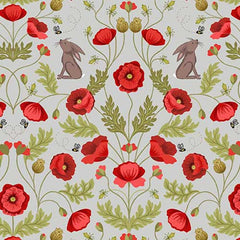 Poppies Poppy & Hare on Light Grey