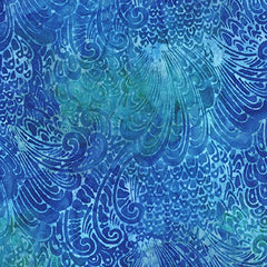 Welcome to Paradise Feathers Aqua Batik Quilt Fabric AMD-20315-70
