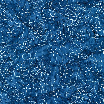 Kasuri Dotted Blossoms Batik Blue