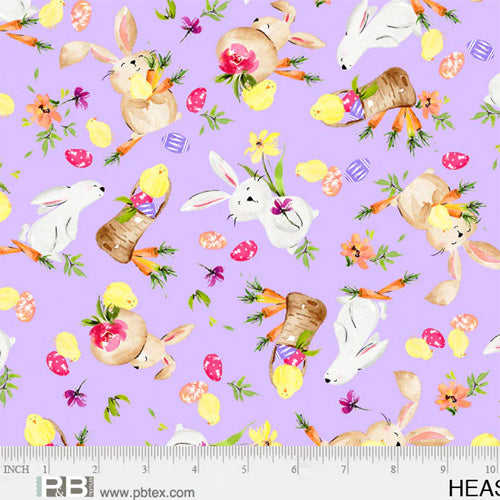 Hoppy Easter Tossed Bunnies Lavender HEAS-04968-C