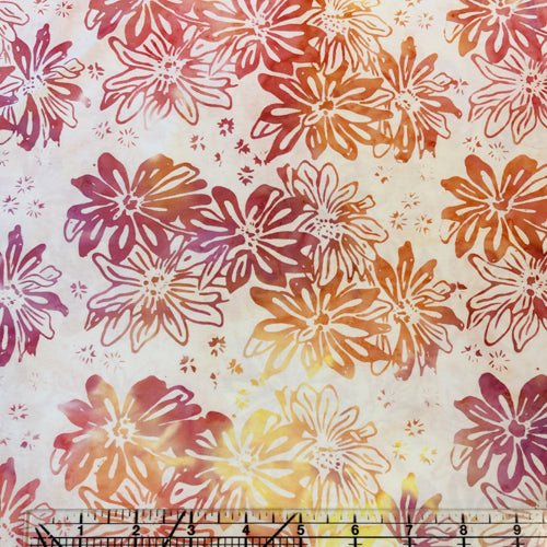 Island Batik Flower Blossoms Ecru