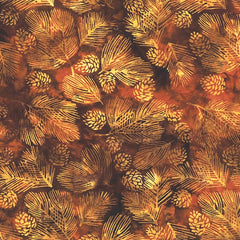 Bali Batik Pine Cones Burnt Sienna