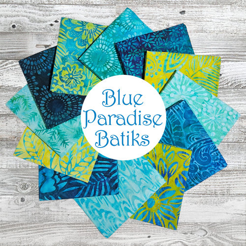 Welcome to Paradise Feathers Aqua Batik Quilt Fabric AMD-20315-70