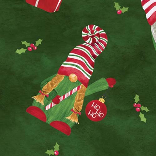 Gnome for Christmas Green Flannel F10610