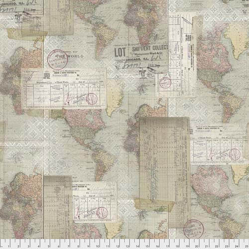 Memoranda III World Map Fabric (PWTH103)