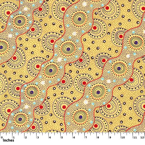 Aboriginals Bush Dreaming of Utopia Yellow Fabric
