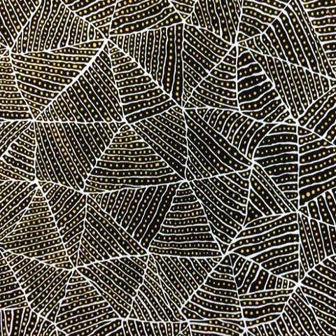 Aboriginals Bush Plum & Waterhole Gold Fabric