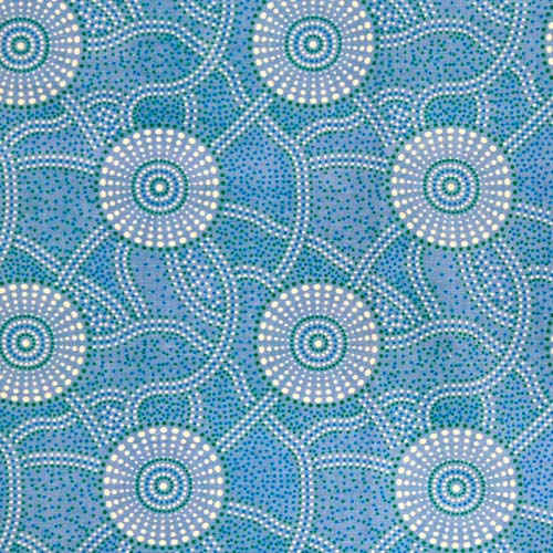 Aboriginals Kangaroo Path Blue Fabric