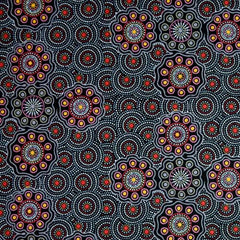 Aboriginals Ladies Collect Wild Fruits Gold Fabric