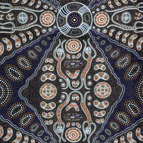 Aboriginals Spirit People 2 Purple Fabric