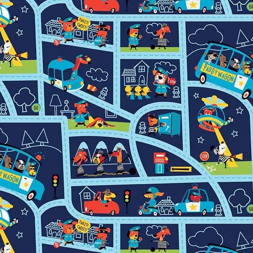 Cops and Robbers Mayberry Navy Fabric (C8611)
