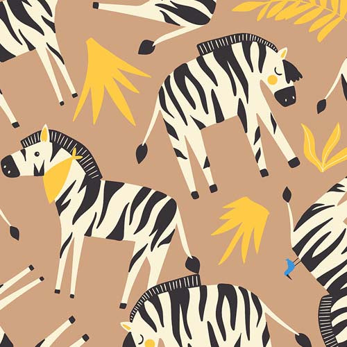 Adventure Zebras Larch Fabric (1301-LA1)