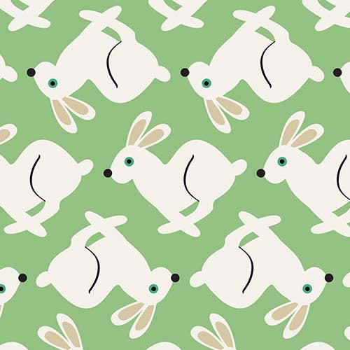 Geometric White Rabbits Fabric  (C7442)