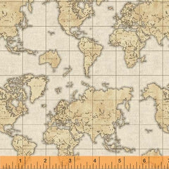 Seven Seas World Map Tan 23